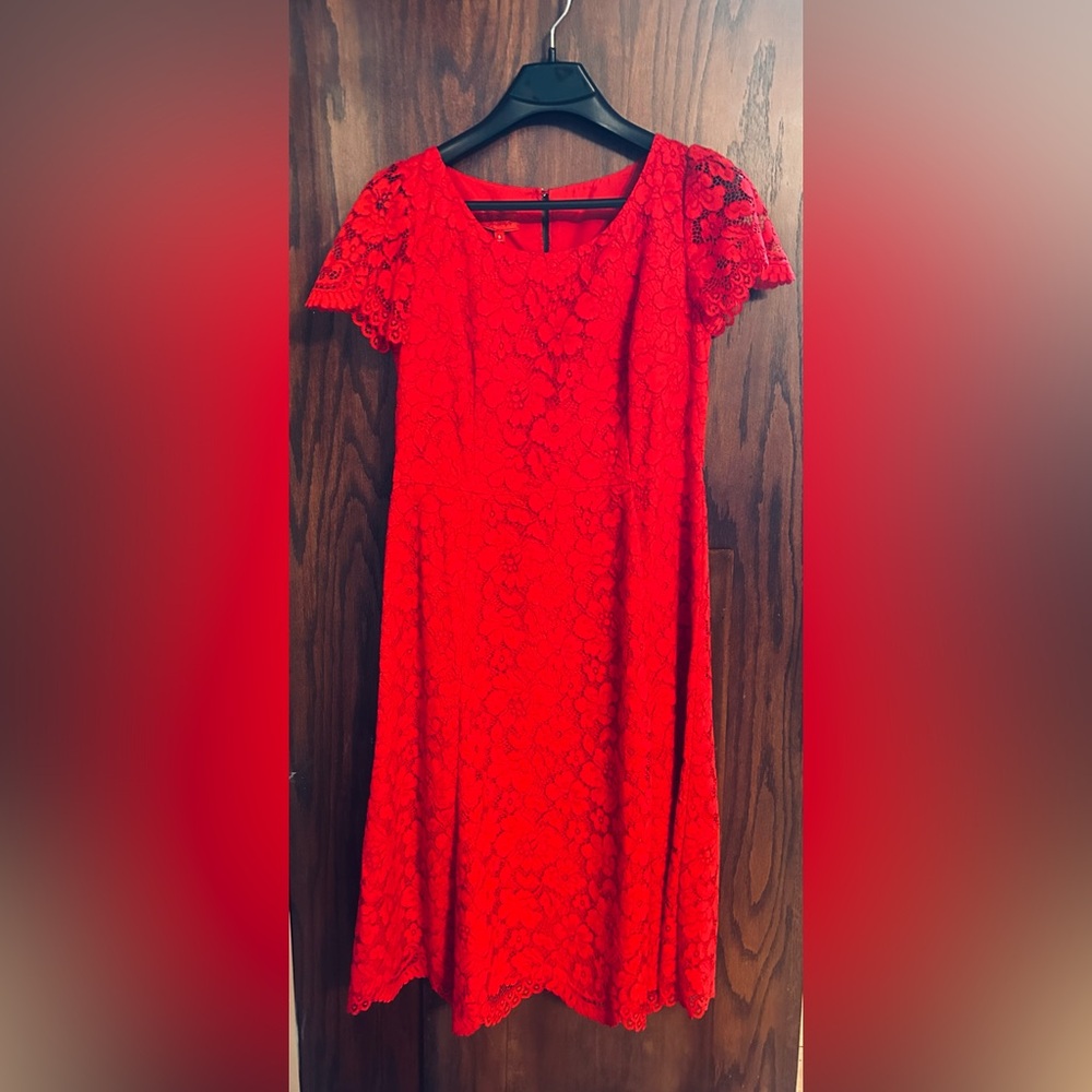 Red lace fit and flare dress